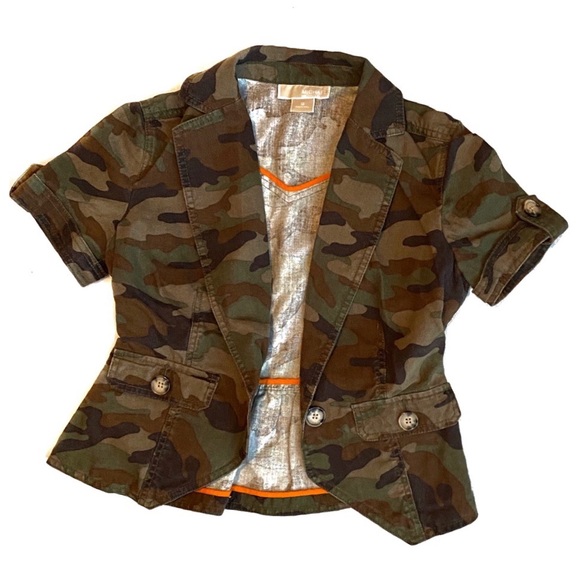 Michael Kors Camouflage Crop Peplum Blazer Jacket - Picture 5 of 12